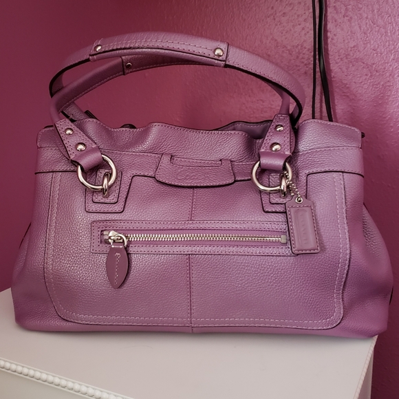 Coach Handbags - Coach purple leather purse Shoulder Bag F14686 EUC